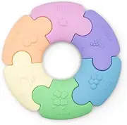 Jellystone Designs Color Wheel Puzzle Ring Teether Chewable Educational Toy for Babies and Toddlers Pastel Sensory Baby