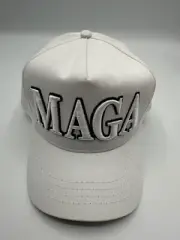 Official Trump Mega 3 D Print Cali Fame White Snapback Hat One Size
