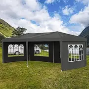 ADVWIN 3x6 Marquee Gazebo, Waterproof Canopy Tent Sidewall with Clear Window, Grey Garden Shed for Garden Patio Party Wedding