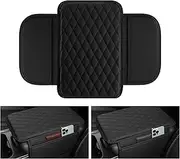 MAEZOE Car Center Console Cover, PU Leather Car Armrest Cover Cushion with 2 Storage Bags, Universal Middle Console Organizer Interior Accessories for Most Cars