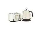 Vintage Electric Kettle and Toaster Set Combo Cream Stainless Steel