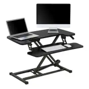 Realspace P10 Pneumatic Standing Desk Converter With Keyboard Tray, Black