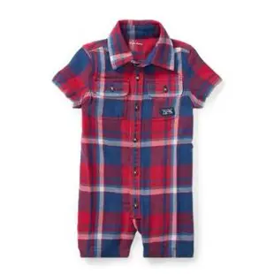 POLO Ralph Lauren  0-2歲 美國正品童裝 包屁衣 紅藍格紋