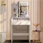 Dressing Table With LED Makeup Mirror And Large Drawer Vanity Desk Makeup Table