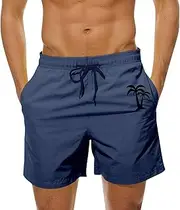 [Generic] Men's Yoga Shorts Fashionable Solid Color Coconut Tree Print Sports Drawstring Beach Shorts Men Pro Shorts Men