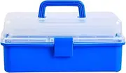 yuksok Multipurpose Organizer, Art and Craft Storage Box Case, Lockable Container and Handle for Manicure Tools, Camping Art Supply, Blue