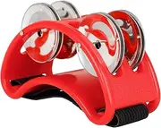 Labymos Percussion Foot Tambourine with 4 Pas of Stainless Steel Jingles & Elastic Strap Percussion Musical Instrument for Cajon Aompaniment