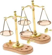 Miniature Balance Scale Model 2pcs Metal Scale for Home Decor Miniature House Accessory