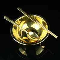 在飛比找Yahoo!奇摩拍賣優惠-銅碗筷勺套裝純銅全銅餐具兒童家用飯碗韓國純手工成人黃銅碗單層