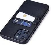 Dockem Wallet Case for iPhone 12 Pro max: Built-in Metal Plate for Magnetic Mounting & 2 Credit Card Holders: 6.7 M2 Exec, Smooth Synthetic Leather (Black)
