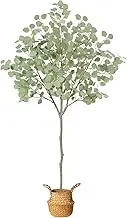 Artigreen Artificial Eucalyptus Tree,6Ft/180cmTall Faux Topiary Silk Tree,Nearly Natural Fake Plants in Handmade Wicker Basket Pot for Home Office Decor Indoor Outdoor,Housewarming
