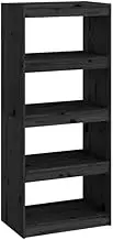 Bookcase Room Divider Black 60x30x135.5 cm Solid Pine Wood Standing Shelf - Space Saving for Small Rooms, Sturdy & Eco-Friendly
