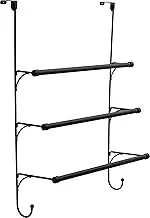 Franklin Brass (1-Pack) Over the Door Hooks Triple Towel Rack Matte Black 3-Tier Towel Bar Rack with Hooks for Bathroom Organizers and Storage Towel Holder for Bath, Hand Towels, Accessories 193153-MB