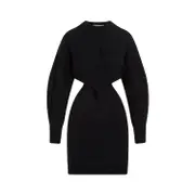[Alexander Mcqueen] Alexander Mcqueen-Black Wool Mini Dress-Donna XS