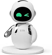 Eilik Silver - Touch Interactive Desk Companion Toys, Cute Robot Pets with Abundant Emotions. Funny Animations&Mini-Games, Birthday Gifts for Girls and Boys. Constantly Update(Chrome Silver Version)