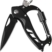 Multitool Carabiner with Folding Pocket Knife, Bottle Opener, Window Breaker and Screwdriver, EDC Keychain Clip, Survival Gear for Camping Hiking
