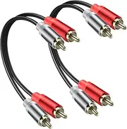 JSADZKJ 2RCA Video Extension Cable 2RCA Male to 2RCA Male Short Subwoofer Cable 2RCA to 2RCA Cable Stereo Audio Cable RCA to RCA Short Cable for HDTV Systems Speakersand DVD (2 Pcs)