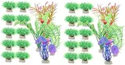 CORHAD 28pcs Artificial Aquatic Plants Plastic Aquarium Decorations Fish Tank Accessories Decorations Plastic Water Plant Decor