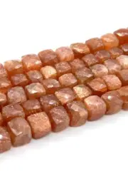 Sunstone Faceted Cube Briolettes Beads Natural Sunstone Square Loose Beads