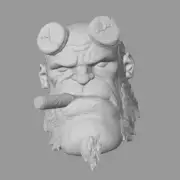 Hellboy v3 No Horns & Cigar custom head for Dark Horse Comics action figures