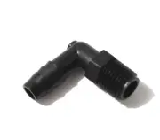 (2) Two 1/4" NPT x 3/8" Hose ID Black HDPE Plastic Elbow Adapter Fitting
