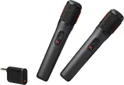 [JBL] PartyBox Wireless Mic - 2X Digital Wireless Microphones, Rechargeable Battery (20hrs - 700mAh), Clear Voice, Crisp Sound, Stable 2.4GHz Connection, Compatible with All PartyBox Speakers (Black)