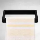 Black 200mm Square Single Towel Rack Rail SS304 Holder Hanger Wall Mounted Ring