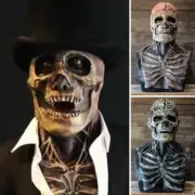 Halloween Skull Mask Party Prop Full Head Cosplay Skeleton Scary Horrible Latex+