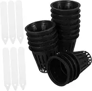 Abaodam 1Set Hydroponic Baskets with Plant Labels Durable UV Resistant Plastic Mesh Cups Wide for Plant Cultivation Gardens Terraces and Greenhouses