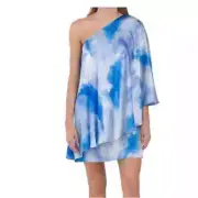 NWT Aidan By Aidan Mattox One-Shoulder Satin Dress Women's Blue Marine Sz 6 $195