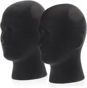 Vaguelly 2pcs Male Display Heads Foam Mannequin Head Wig Display Head Wig Stand for Hair Styling