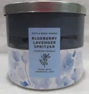 Bath & Body Works Scented 3-Wick Candle 25-45 hrs BLUEBERRY LAVENDER SPRITZER