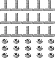 Veumoie 15Pcs T Slot Bolt Accessories M8 X 20 Screws, A2-70 Rail Track Screws Track Nuts With 15 Flange Nut