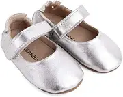 SKEANIE Pre-Walker Lady Jane Leather Shoes, Silver, Large