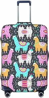 [CADREWY] Indian Alpaca Print Travel Suitcase Cover Luggage Protector with Elastic Anti Scratch for Carry On, Black, Small