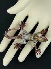 New Lizard Gecko Brooch Lois Miller Arts Glitter Hand Paint Rubber Critters