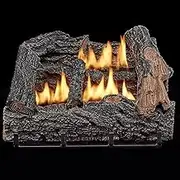 HearthSense VFL18M Dual Fuel Ventless Fireplace Logs Set with Manual Control, Use with Natural Gas or Liquid Propane, 30000 BTU, Heats up to 1000 Sq. Ft, Brown, 18 Inches