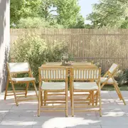 Folding Bistro Chairs with Cushions Outdoor Chair Furniture Bamboo vidaXL