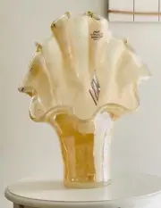 Murano White Crystal Italian Vase Hand Made in Italy Large