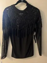 Venus Black Fringe Top Size XS Sexy!!!