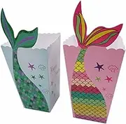 Ciieeo Pcs Boxes Mermaid Popcorn Boxes Creative Popcorn Holders for Birthday Parties Fun Party Decorations Blue and and Celebrations
