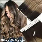 Seamless Tape In 100% Human Hair Extensions Skin Wefts Real Remy Ombre Lowlight