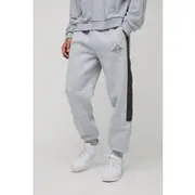 Mens Charcoal Regular Fit Man Diamond Colour Block Joggers