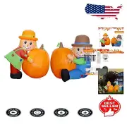 3.3FT Lighted Fall Inflatable Scarecrows Holding Pumpkins - Thanksgiving Decor