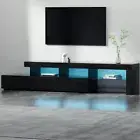 High Gloss Finish TV Cabinet Entertainment Unit Stand With RGB LED Light Black