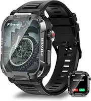[Fitonme] Smart Watch for Men-1.85'' Touch Screen Smartwatch with Speaker Bluetooth Voice Call Military 5ATM Fitness Tracker GPS watch of 108 Sports Modes Notifications for Android iOS Smartphone, Black