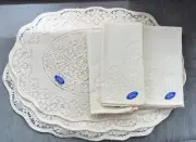 Set Of 6 Vintage Quaker Lace Cloth Napkins Ecru, And 6 Oval Placemats NEW