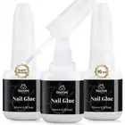Beetles Super Strong Nail Glue for Press on Nails: 10ML 3Pcs Brush on Glue for A