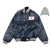 在飛比找蝦皮商城優惠-日本Felco復古緞面羅紋下擺棉質绗縫內裡保暖美式棒球夾克