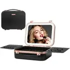 Travel Makeup Train Case With LED Lights, 3 Brightness Adjustable Portable Ma...